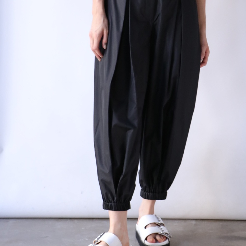 Tibi Italian Sporty Nylon Eden Pleated Balloon Pant Trouser